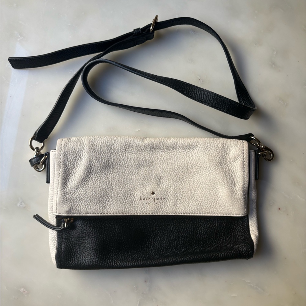 Kate Spade Black and White Cow Leather Crossbody Bag